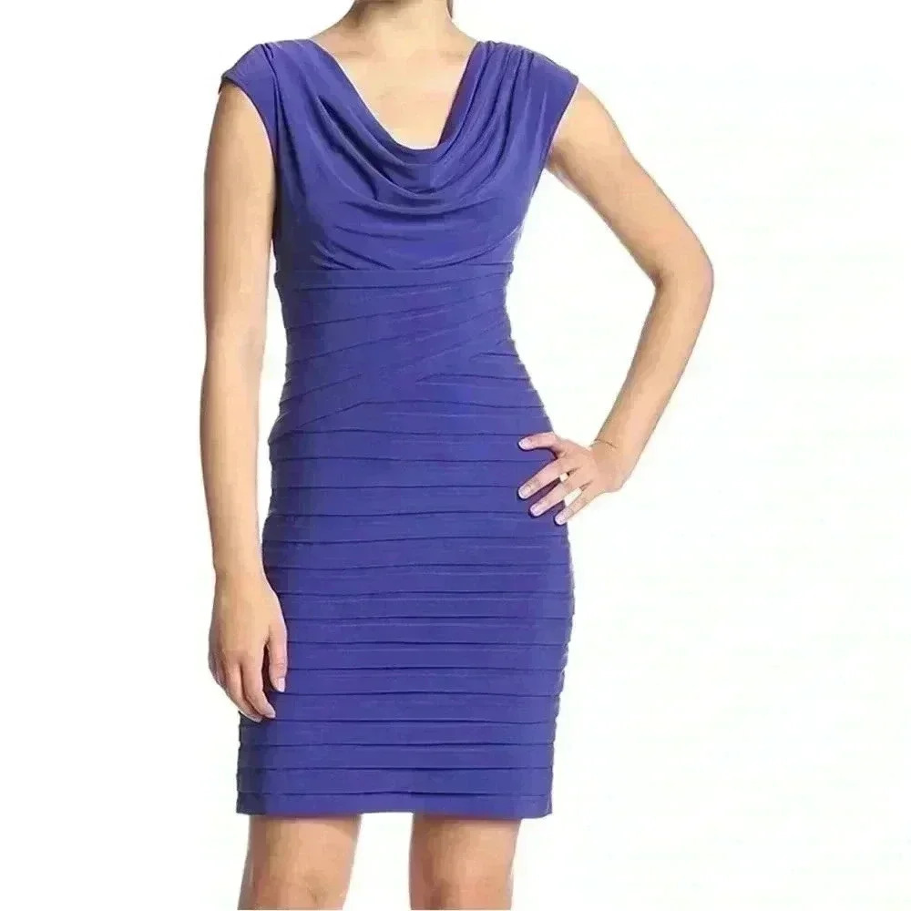 Adrianna Papell Purple Cowl Neck Special Occasion Dress 8